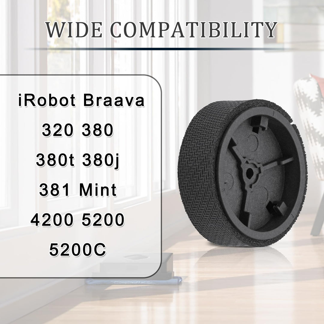 Replacement Braava Wheels Tires Parts Kit - 2 Caster Wheels 2 Wheel Tires for iRobot Braava 380 380t 320 Mint 4200 5200C Mopping Robot Accessories