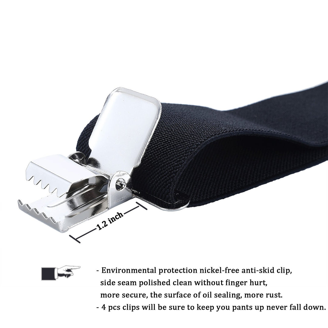 AWAYTR Men Utility Suspenders Adjustable Elastic - Heavy Duty 2 Inch Wide X Shape Strong Clip Suspender (Gray)