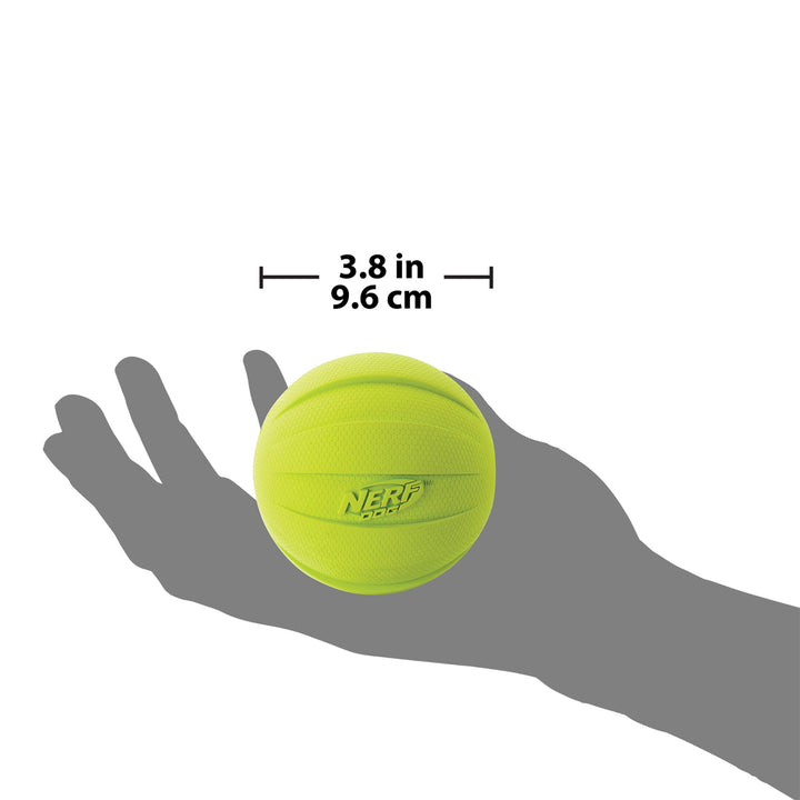 Rubber Ball Dog Toy with Squeaker, Lightweight, Durable and Water Resistant, 4 Inch Diameter for Medium/Large Breeds, Single Unit, Green