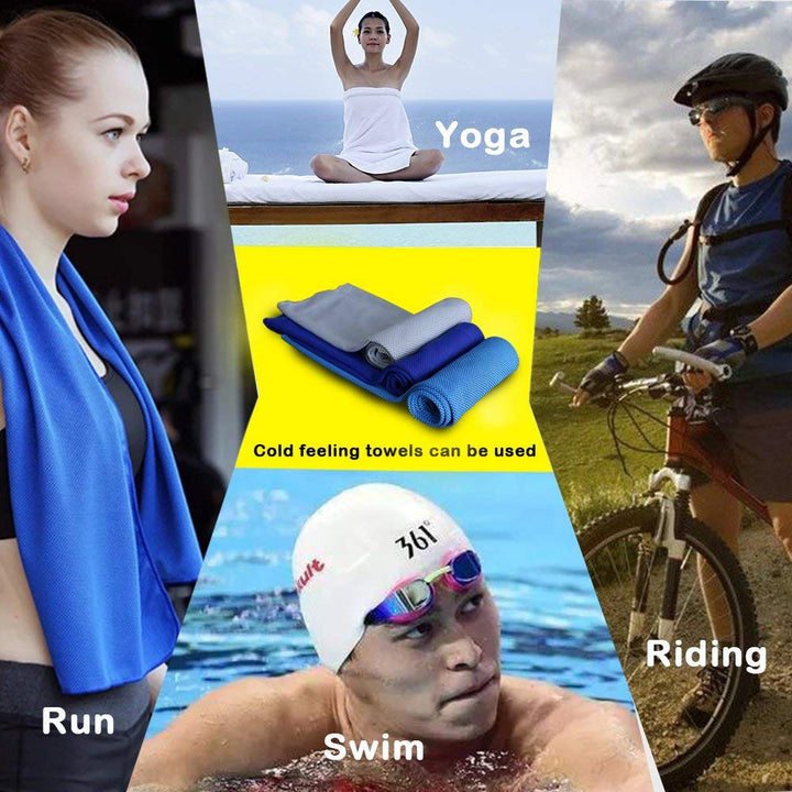 Microfiber Quick Cooling Towel ,Yoga Sport Running Gym Camping Fitness with Handle Bottle, 2019, Gray