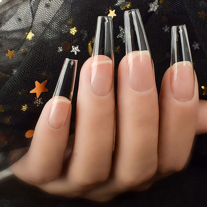 500Pcs Coffin Nail Tips Full Cover Clear Nails for Acrylic Ballerina False Nail Tips, 10 Sizes