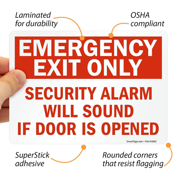 SmartSign (Pack of 4) 5 x7 inch “Emergency Exit Only - 