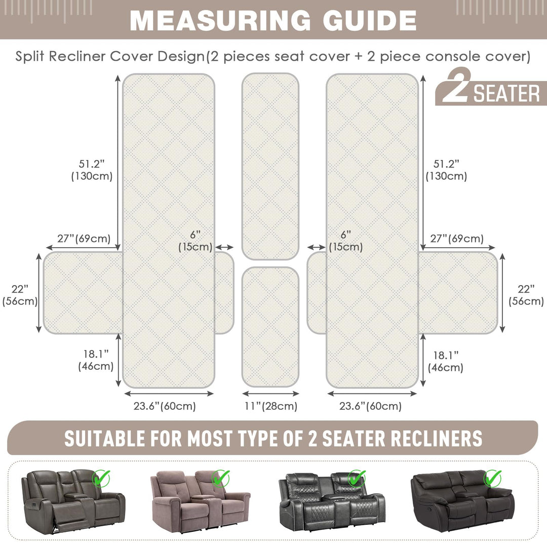 TAOCOCO Loveseat Recliner Cover with Center Console, 10