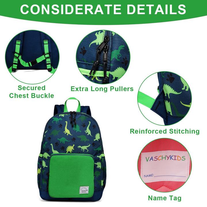 Toddler Kids Backpack for Boys, Cute Lightweight Water Resistant Preschool Backpack for Children Kindergarten Bookbag Dinosaur