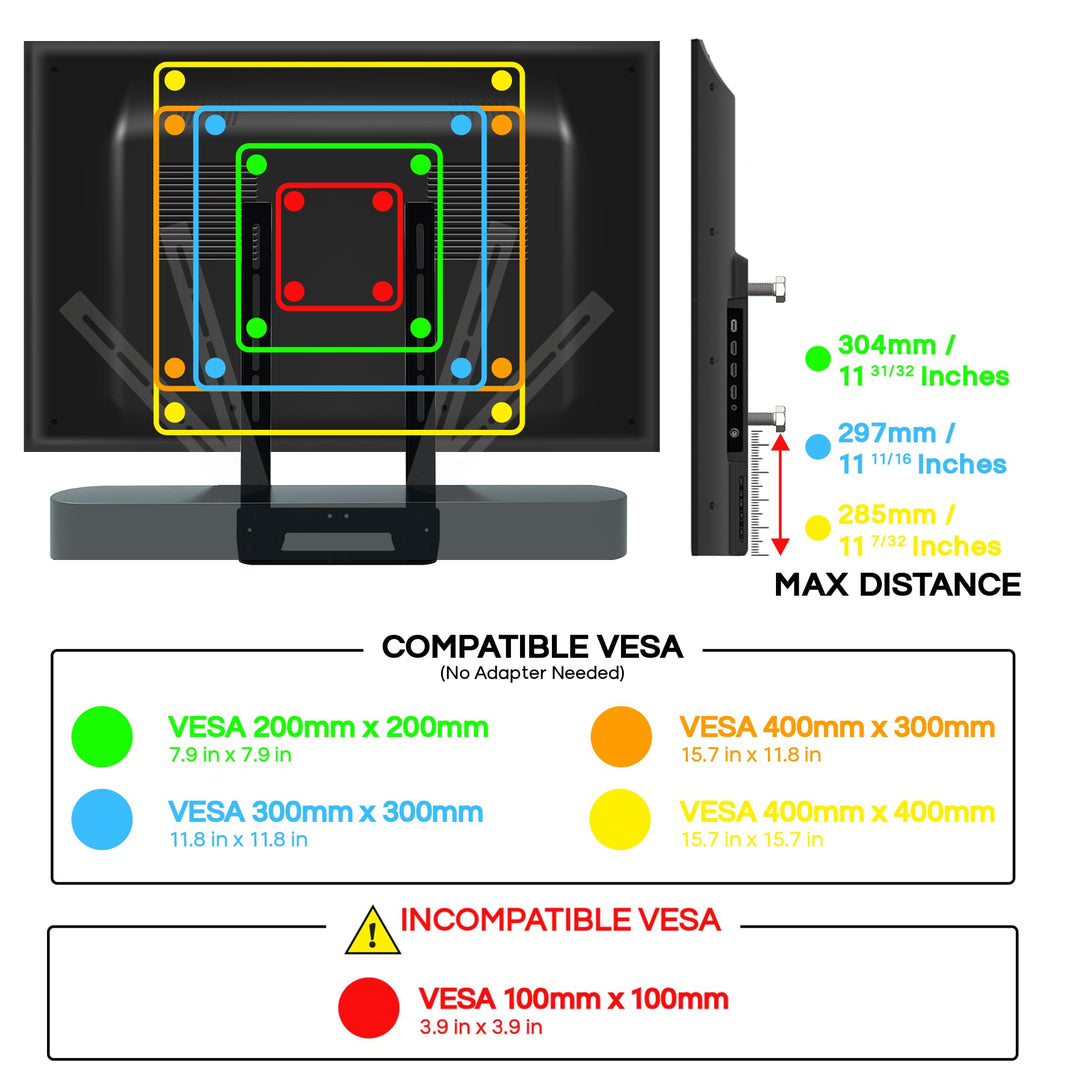 Soundbass Beam TV Mount, Compatible with Generation 1 &amp; 2 Sonos Beam Mounting Bracket for TV, Black, Full Hardware Kit Included, Beam Soundbar