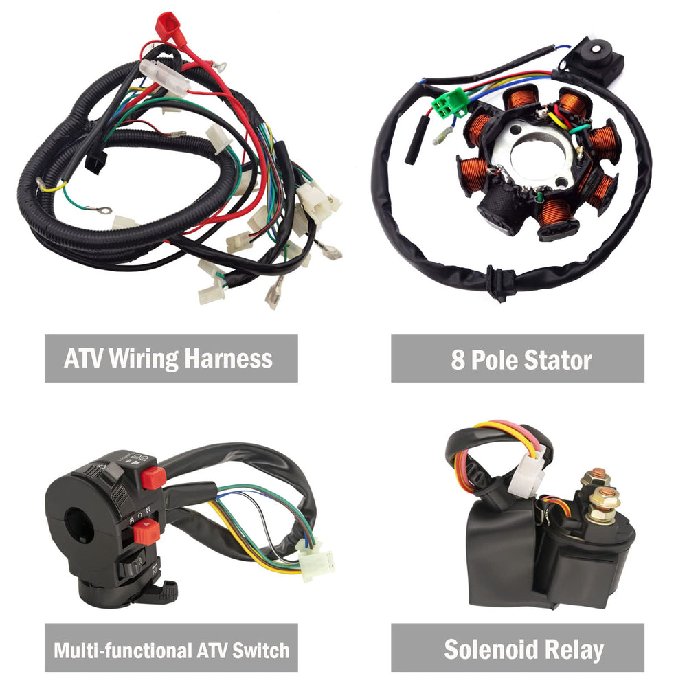 Complete Electric Wiring Harness Kit ATV Wire for GY6 1