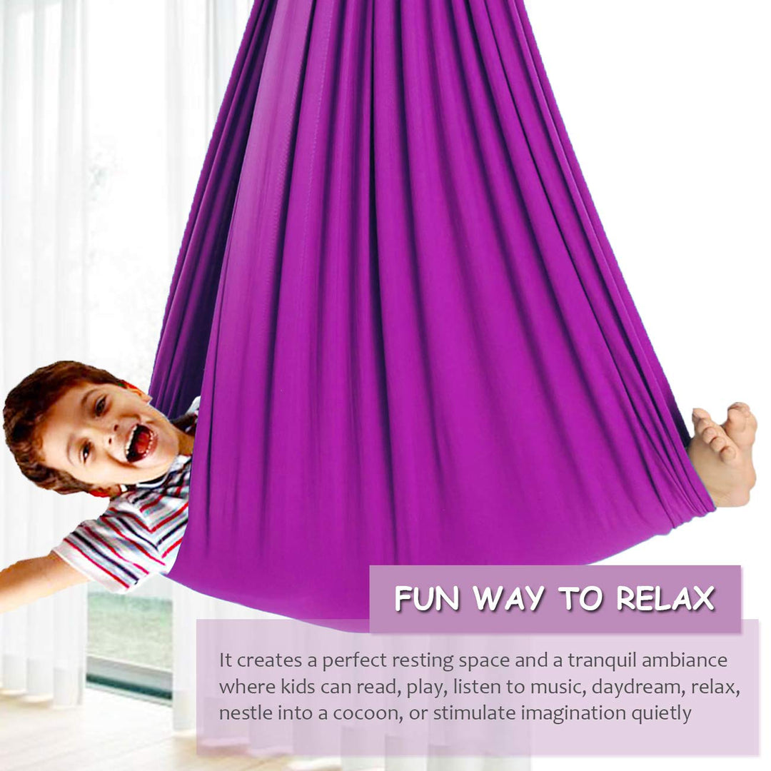 Sensory Swing Indoor, Swing Hammock Chair for Kids with Special Needs, Autism, ADHD, SPD, Aspergers, Sensory Integration, Snuggle Cuddle Pod Therapy Swing with Hardware Included (Blue)