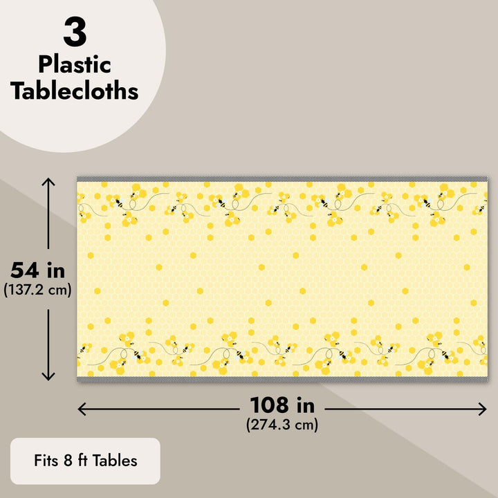 Bee Party Table Covers (54 x 108 in, 3 Pack)