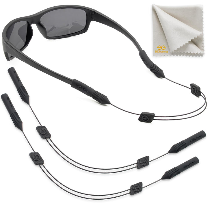 Eye Glasses String Strap Holder - No Tail Sunglass Strap for Men - Adjustable Eyeglass Strap for Women - Wired Eyewear Retainer Lanyard - 2 Cords - 15 L