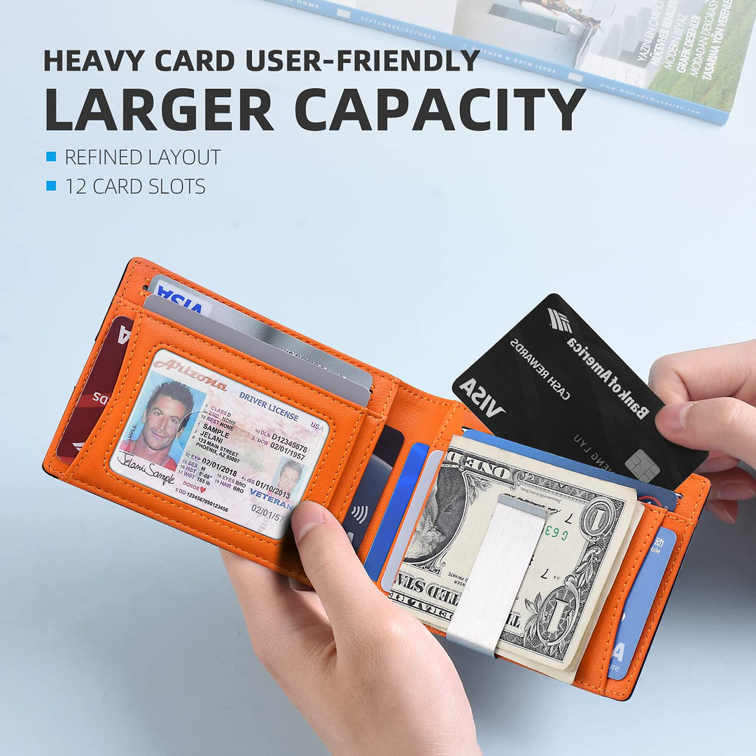 Zitahli Slim Wallet for Men Gifts 12 Card Slots ID Wind
