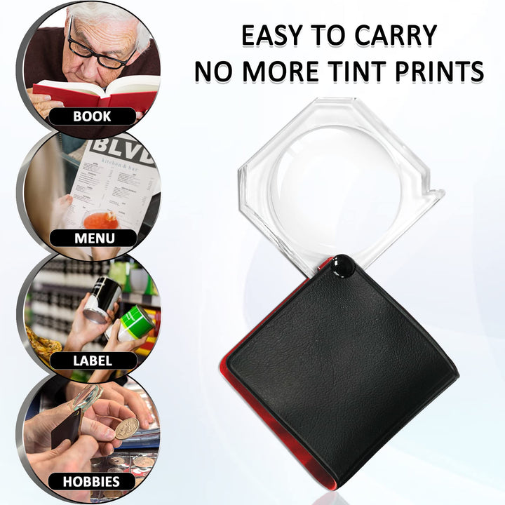 MAGDEPO 6X Pocket Magnifier Small Square 1.75 Acrylic M