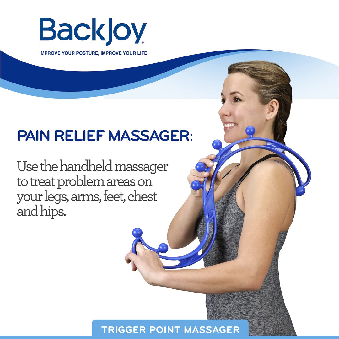 BackJoy Trigger Point Massager Tool, Handheld Massage Stick, Collapsible, Pain & Stress Relief for Muscles in Back, Neck, Feet & Body
