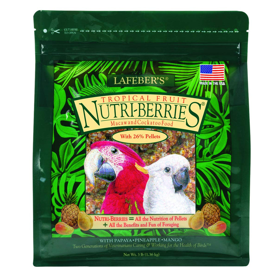 Tropical Fruit Nutri-Berries Pet Bird Food, Made with Non-GMO and Human-Grade Ingredients, for Macaws and Cockatoos, 3 lb