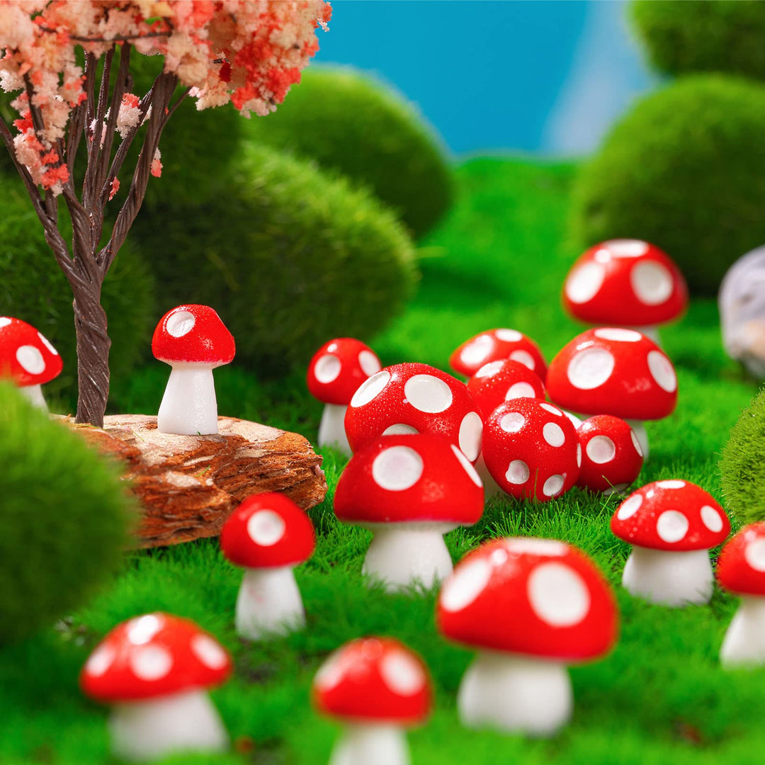 Mini Mushrooms for Crafts Tiny Fairy Garden Mushrooms Little Resin Mushroom Decor Fake Mushroom Miniatures Statue for Bonsai Micro Landscape Craft (60pcs)