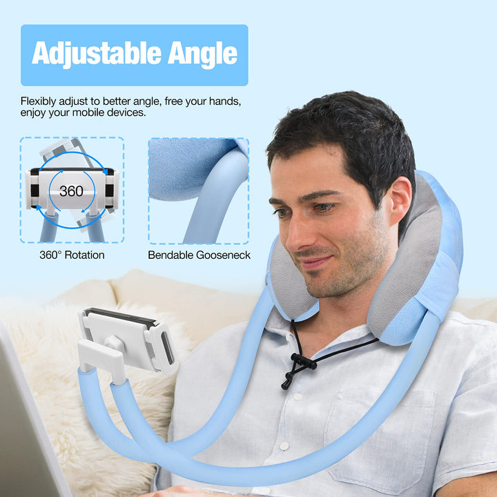 Neck Phone Holder, Lazy Gooseneck Phone Pillow Holder Bracket, 360° Rotate Phone Tablet Stand for 4-11 Device, fits iPhone 16/Pro/Pro Max/Plus, iPhone 15/Pro/Pro Max/Plus, iPhone 14/Pro/Pro Max