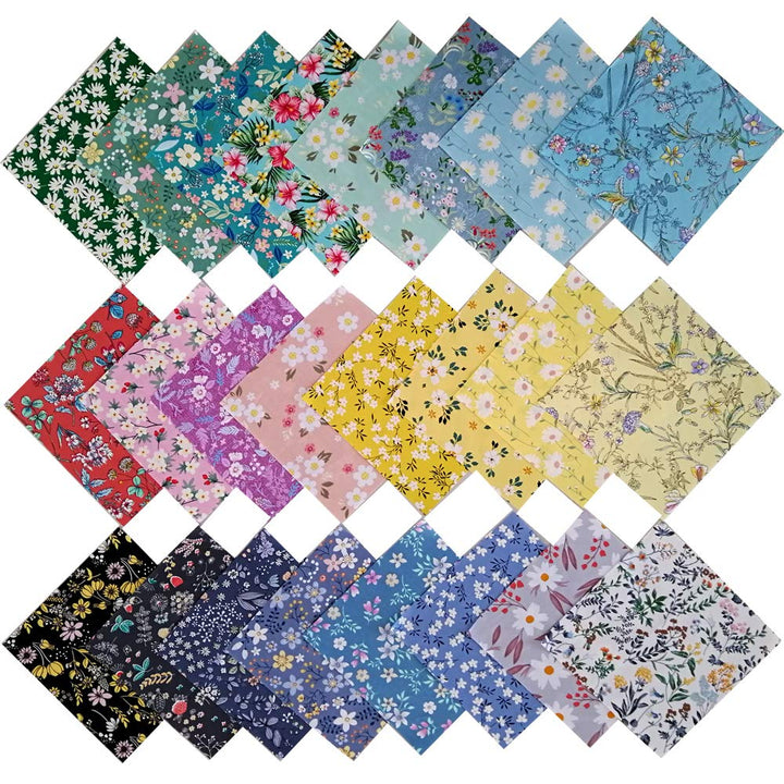 8 x 8 25 PCS 100% Cotton Fabric Bundles for Quilting Se
