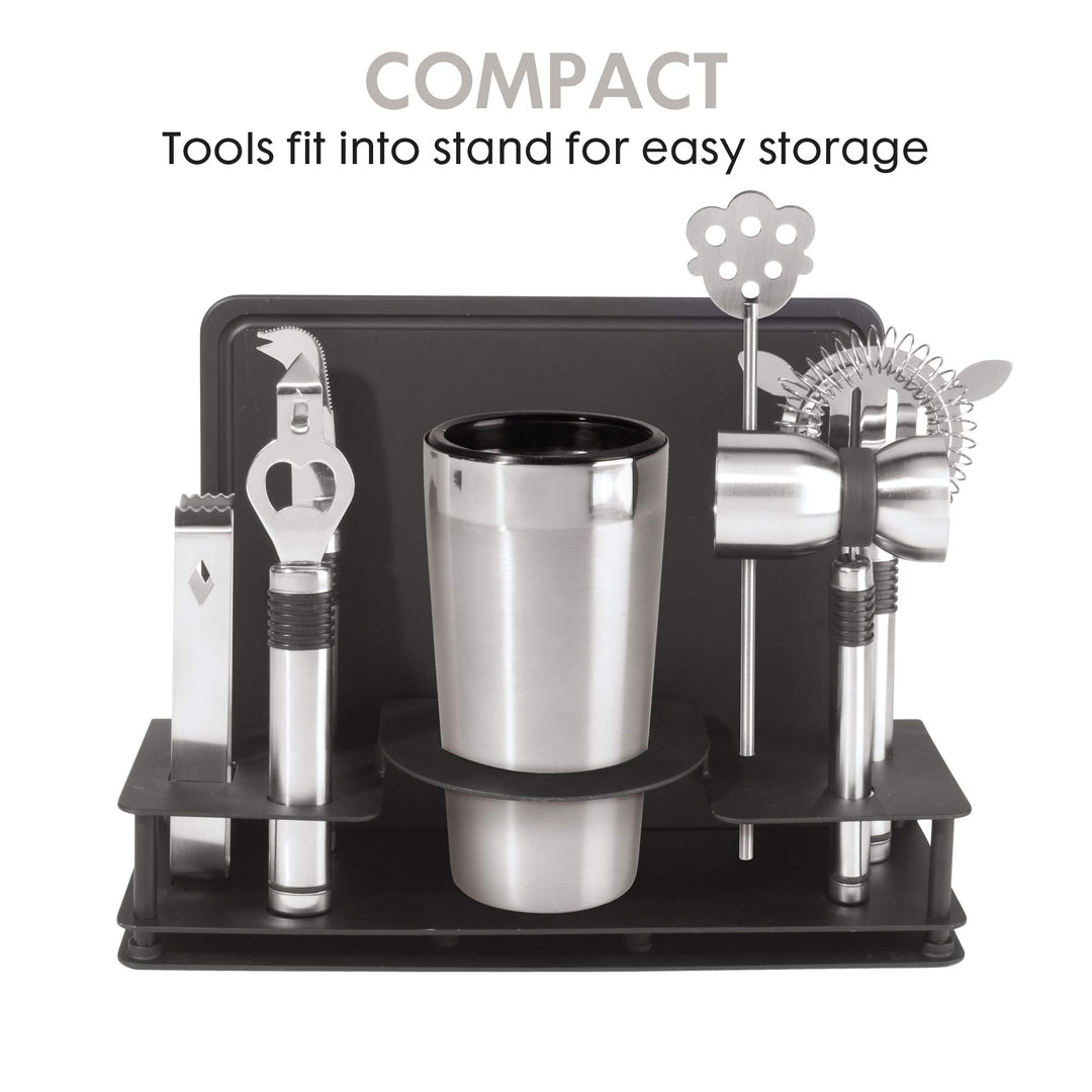 Pro Stainless-Steel 10-Piece Cocktail Shaker and Bar Tool Set