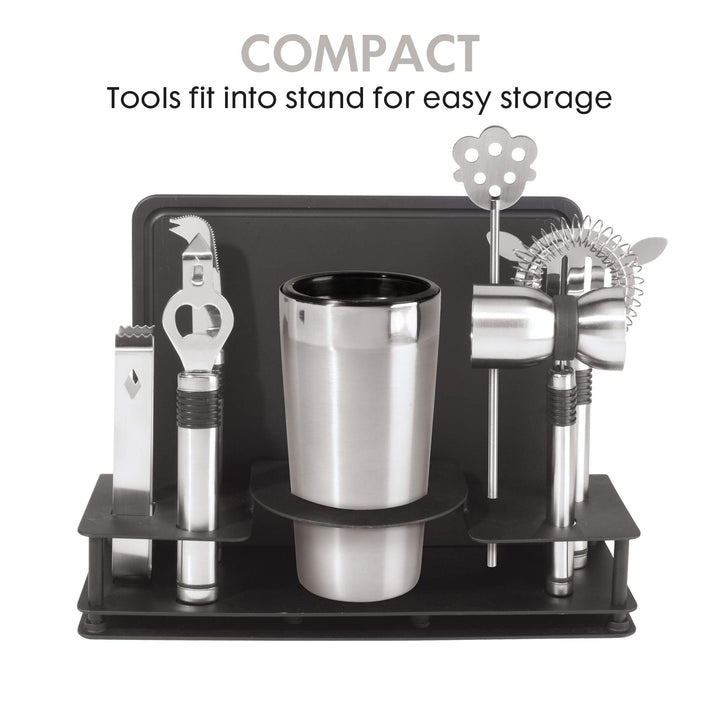 Pro Stainless-Steel 10-Piece Cocktail Shaker and Bar Tool Set