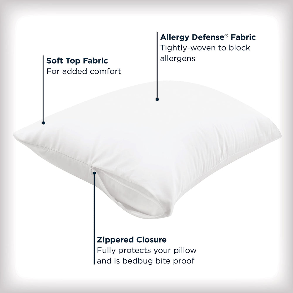 Aller-Ease Maximum Allergy Pillow Protector Standard/Queen, 2-Pack ââ‚¬â€œ Hypoallergenic Pillowcase, Zippered Design Prevents Collection of Bedbugs and Allergens, Machine Washable, 2 Pack, White