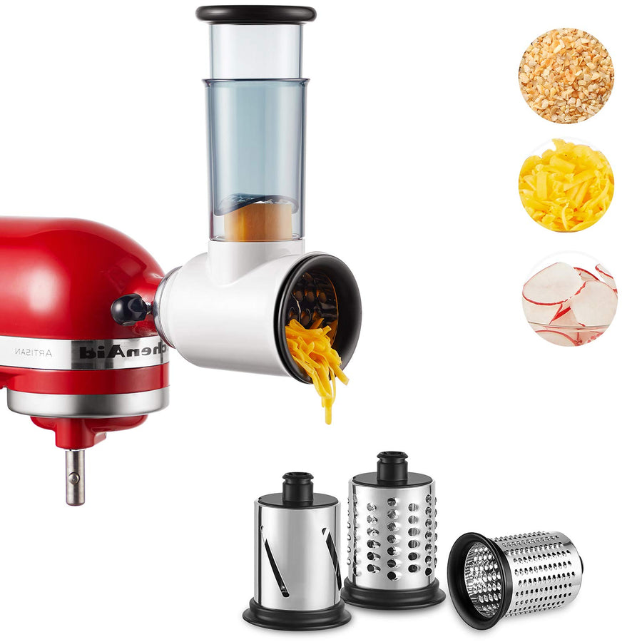 Slicer Shredder Attachment for KitchenAid Stand Mixer,Cheese Grater Attachment for KitchenAid Stand Mixer, Food Processor with 3 Blades by Hozodo