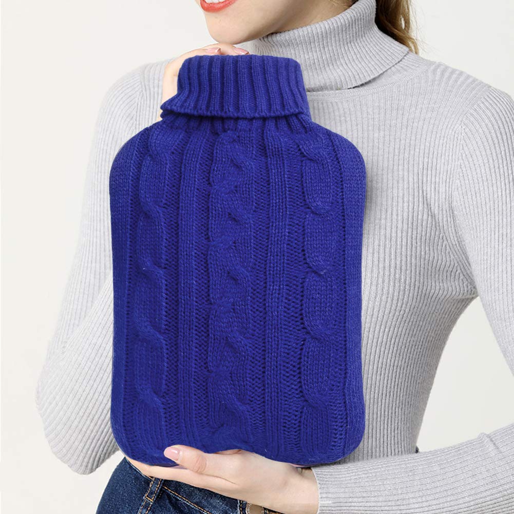 Attmu Transparent Classic Hot Water Bottle, Blue