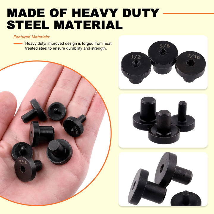 14Pcs Carbon Steel Double Flaring Tool Adapters Set, Fit for 3/16, 1/4, 5/16, 3/8, 7/16, 1/2, 5/8 Inch Tube Expander Flaring Tubing Expander for Copper, Aluminum, Soft Steel Brake Line