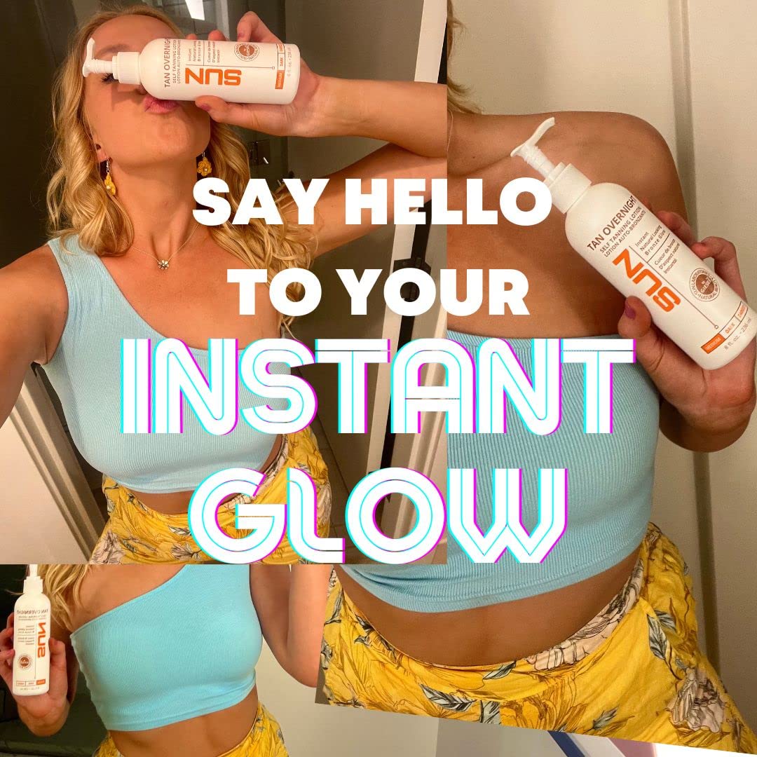 Self Tanner | Tan Overnight Self Tanning Lotion 32oz (Value Size) + Tanning Stickers - (Packaging May Very)