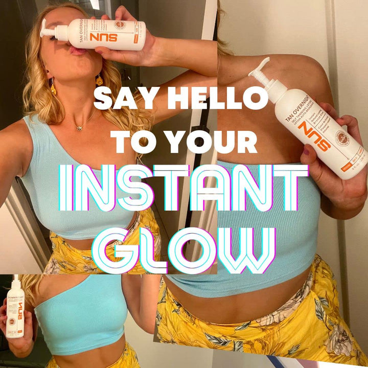 Self Tanner | Tan Overnight Self Tanning Lotion 32oz (Value Size) + Tanning Stickers - (Packaging May Very)