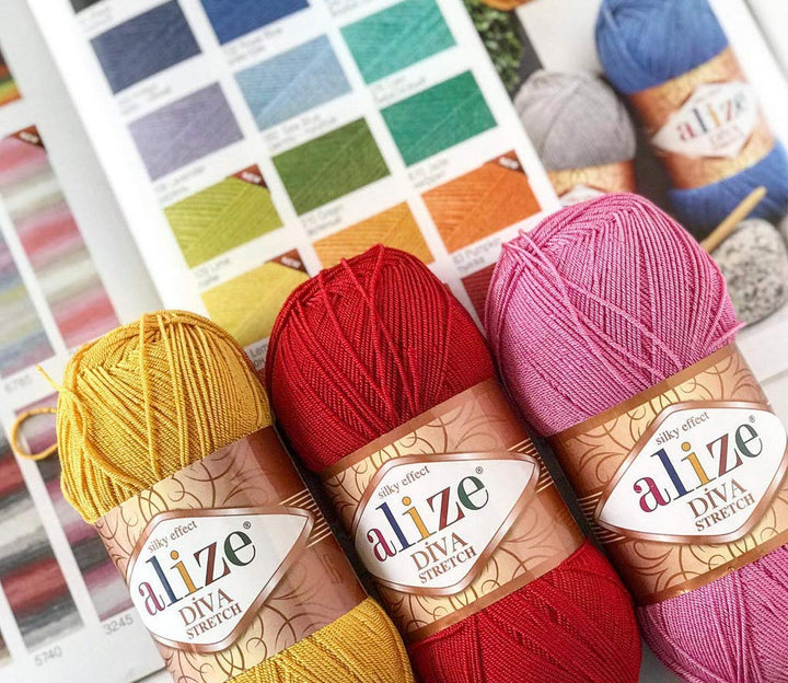 Alize Diva Stretch Yarn Hand Knitting Lot of 2 Skeins 2