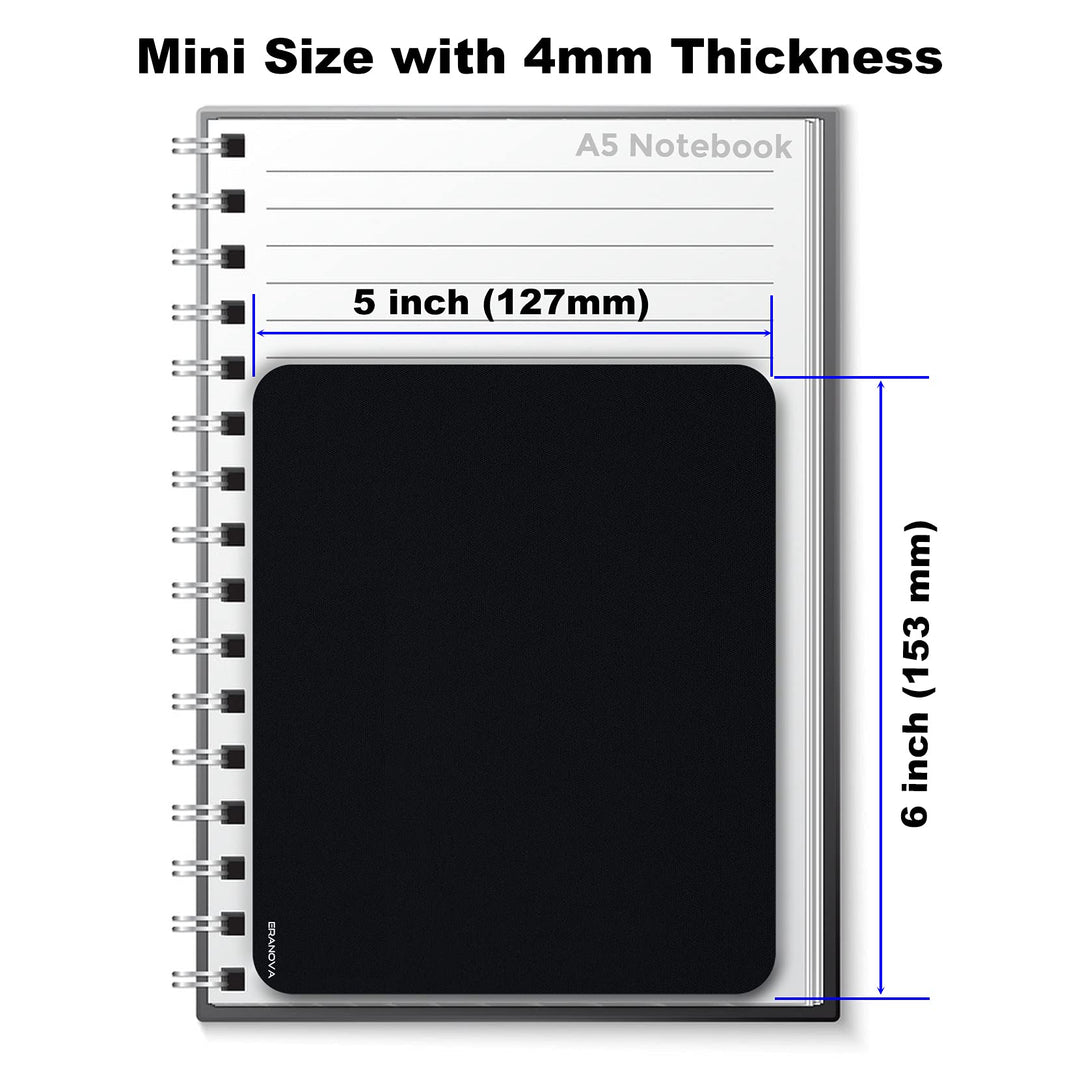 Mini Mouse Pad, Small Mouse Pad 5x6 Inch Ultra Thick Non-Slip Base Portable Washable Tiny Black Mouse Mat for Laptop Wireless Mouse Traveling