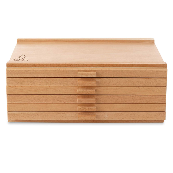6 Drawer Wooden Artist Storage Supply Box for Pastels, Pencils, Pens, Markers, Brushes and Tools