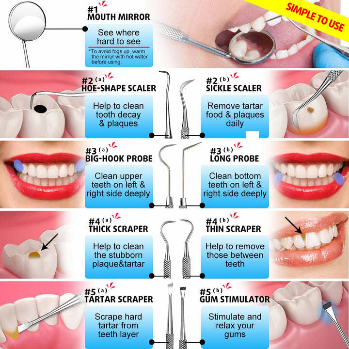 Dental Tools, 10 Pack Teeth Cleaning Tools Professional