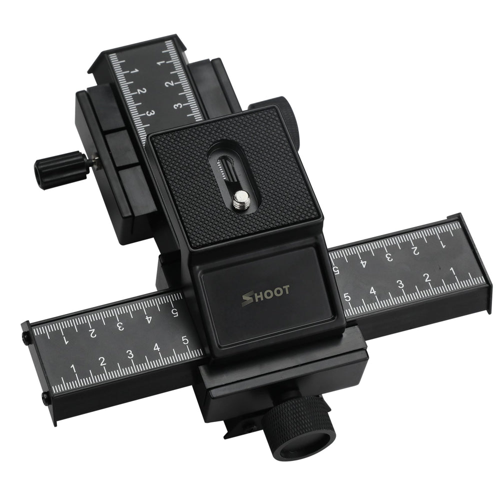 4 Way Fousing Rail Slider Aluminum Macro Close-Up Stand for Canon Nikon Sony Pentax Olympus and Other DSLR Camera and DC with Standard 1/4 Screw Thread
