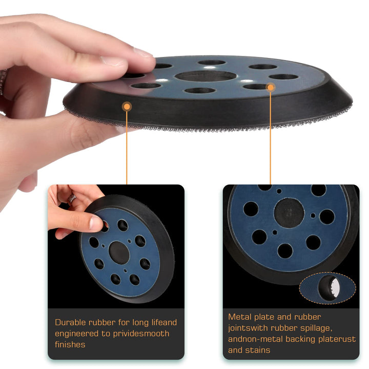 5 inch 8 Hole Sander Hook and Loop Replacement Pad Comp