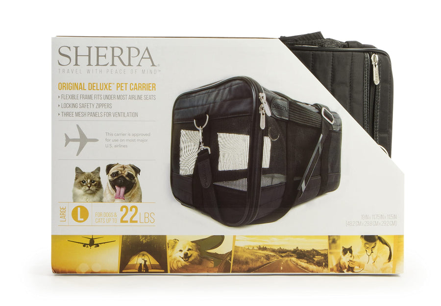 Original Deluxe Travel Pet Carrier, Airline Approved - Black, Large