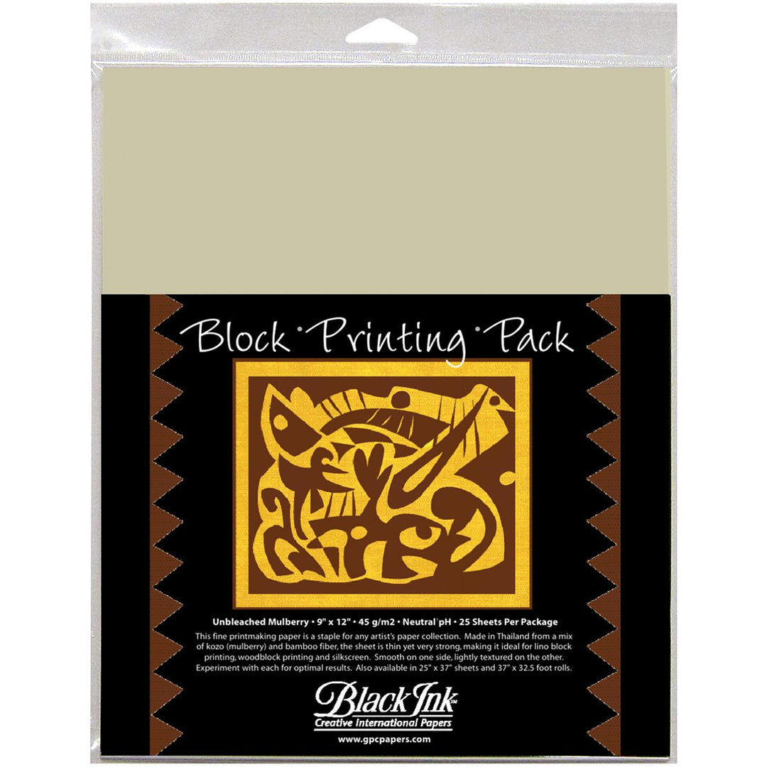 9-Inch by 12-Inch Unbleached Mulberry Block Printing Paper, 25-Pack