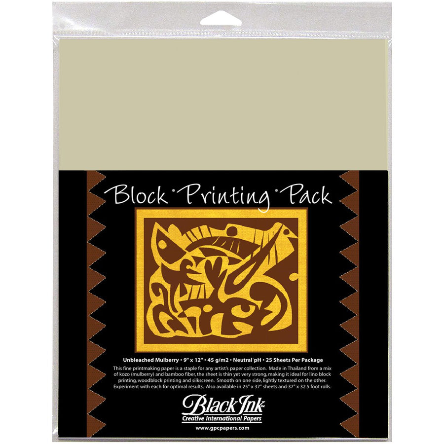 9-Inch by 12-Inch Unbleached Mulberry Block Printing Paper, 25-Pack