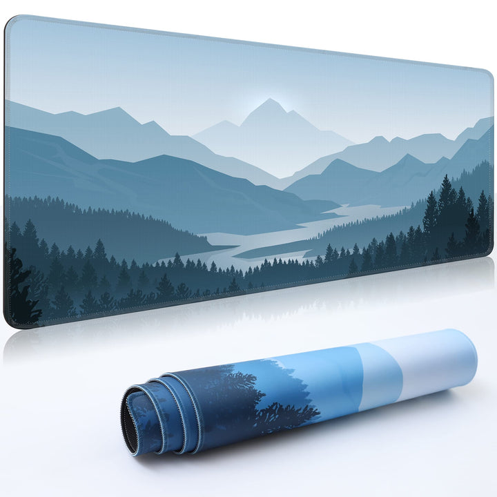 Desk Mat,Large Mouse Pad 35&#39;&#39;×15.6&#39;&#39;×0.12&#39;&#39; XXL Extended Gaming Mouse Pad Mat with Non-Slip Base Stitched Eges Mousepad for Computer,Office,Keyboard and Laptop - Vector Mountain