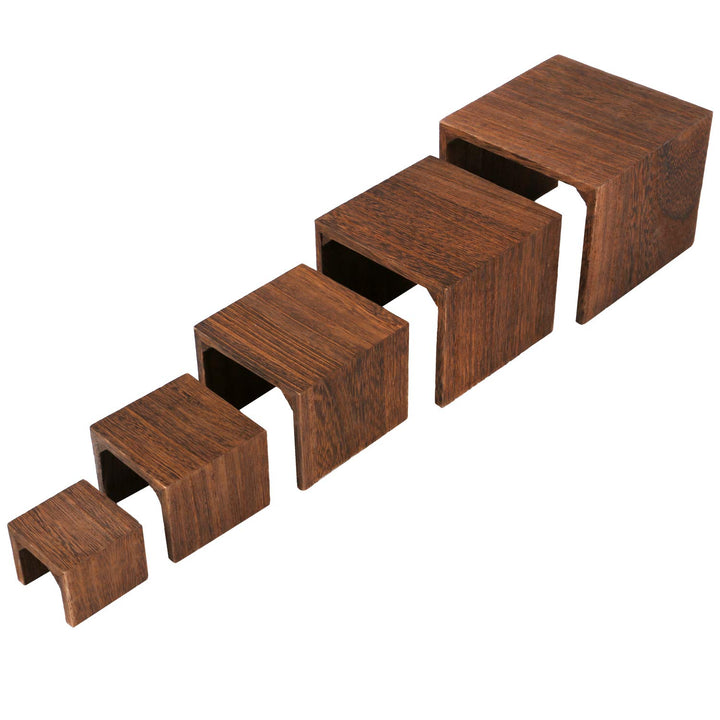 MOOCA 5-Piece Wooden Jewelry Display Risers - Multi-Fun