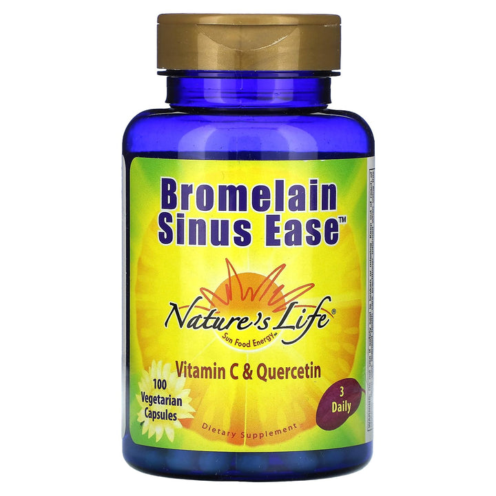 Nature&#39;s Life Bromelain Sinus Ease 1200mg with Vitamin C &amp; Quercetin Sinus Health, Immune Function &amp; Seasonal Support 100 Vegetarian Capsules
