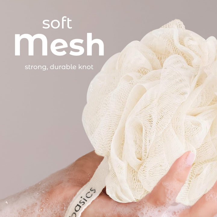 Seaweed Infused Bath Shower Loofah Sponge Pouf Body Wash Scrubber (Set of 3)