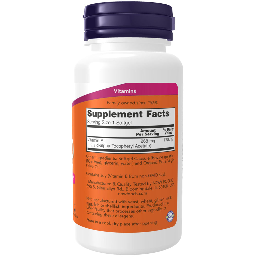 NOW Supplements, Vitamin E-400 IU, D-Alpha Tocopheryl, 