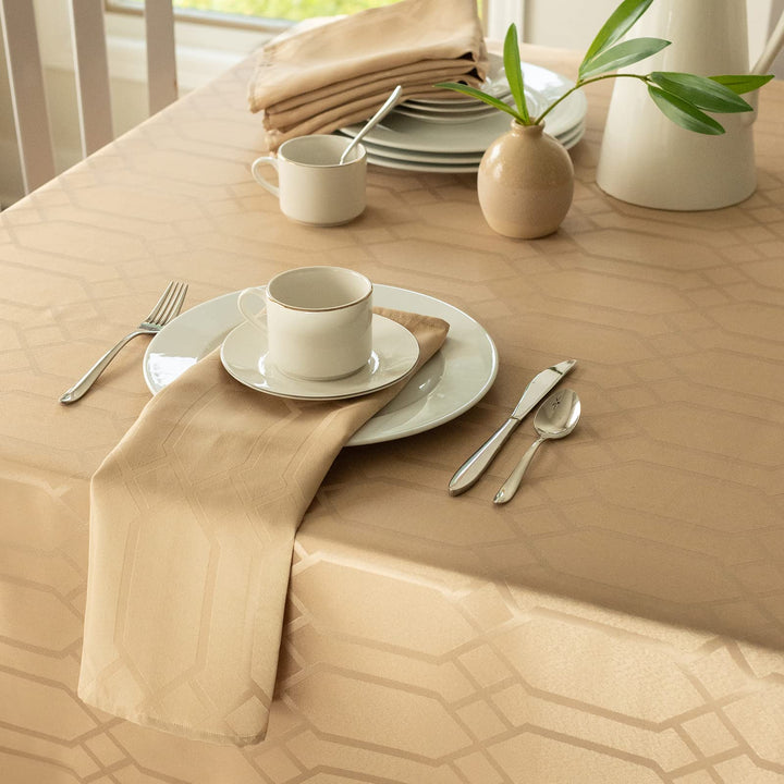 Solid Chagall Spillproof Fabric Table Cloth, for Everyday, Parties, Weddings, &amp; Holiday Tablecloth (60 x 120 Rectangular, Wheat)