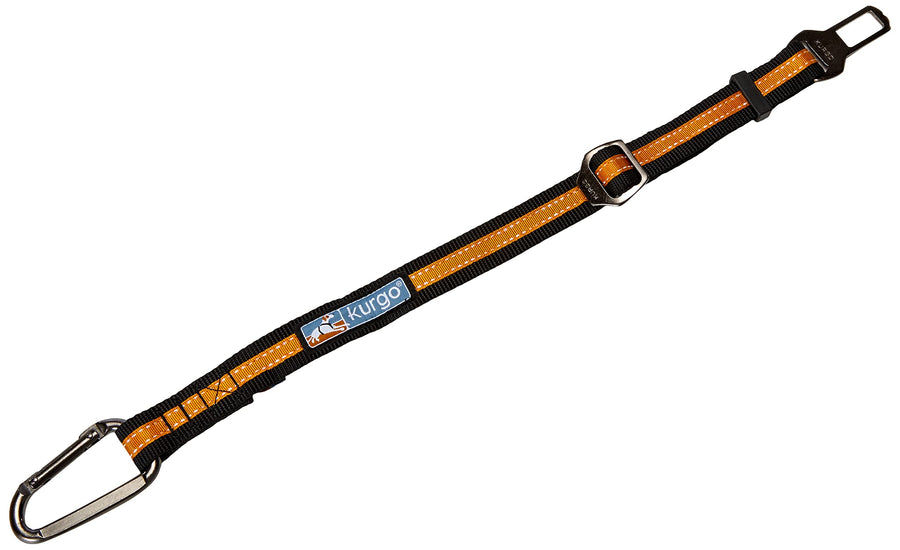 Direct to Seatbelt Tether for Dogs, Car Seat Belt for Pets, Adjustable Dog Safety Belt Leash, Quick & Easy Installation, Works with Any Pet Harness, (Carabiner Clip, Orange)