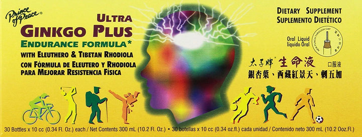 Ultra Ginkgo Plus, 30 Bottles, 0.34 fl. oz. Each – Brain Boost Supplement – Support for Active Lifestyles – Ginkgo Biloba for Endurance