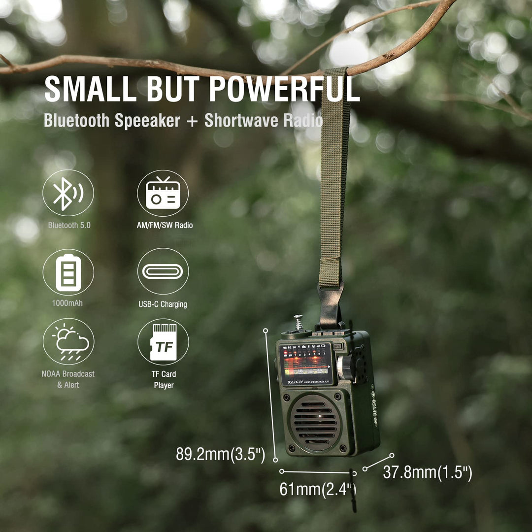 Raddy RF750 Portable Shortwave Radio AM/FM/SW/WB Receiver with NOAA Alerts - Pocket Retro Mini Radio Rechargeable, w/ 9.85 Ft Wire Antenna