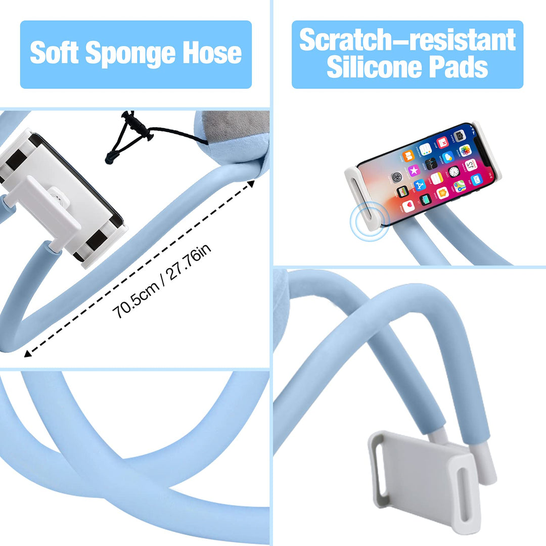 Neck Phone Holder, Lazy Gooseneck Phone Pillow Holder Bracket, 360° Rotate Phone Tablet Stand for 4-11 Device, fits iPhone 16/Pro/Pro Max/Plus, iPhone 15/Pro/Pro Max/Plus, iPhone 14/Pro/Pro Max