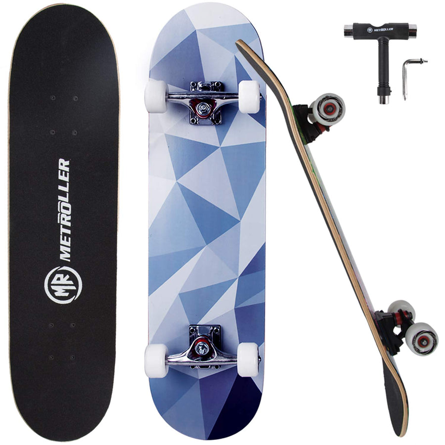 Skateboards for Beginners,31 x 8 Complete Standard Skate Boards for Girls Boys, 7 Layer Canadian Maple Double Kick Concave Skateboard for Kids Youth Teens Adults