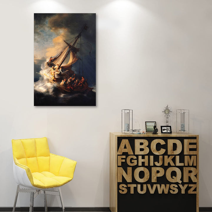 Wall Art Posters Christ in The Storm on The Sea of Galilee by Rembrandt Canvas Art Posters for Living Room, Bedroom, Office, 12x18 unframed