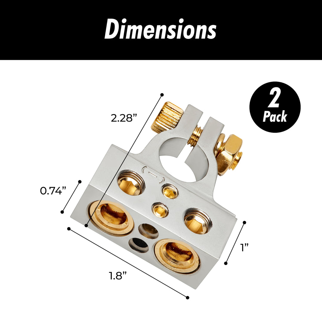 InstallGear 0/4/8 or 10 Gauge Battery Terminals with Sh